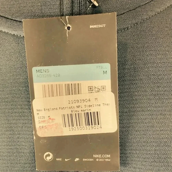 NEW Nike Dr-Fit NFL New England Patriots Sideline Performance Jacket Navy Mens M - Picture 6 of 11